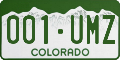 CO license plate 001UMZ