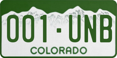 CO license plate 001UNB