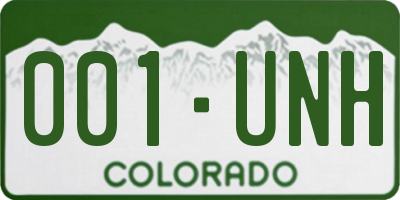 CO license plate 001UNH