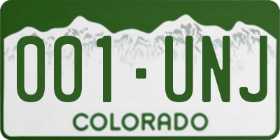 CO license plate 001UNJ