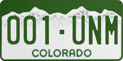 CO license plate 001UNM