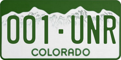 CO license plate 001UNR