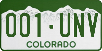 CO license plate 001UNV