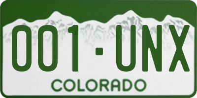 CO license plate 001UNX