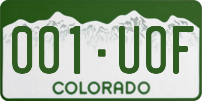 CO license plate 001UOF
