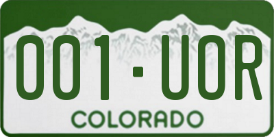 CO license plate 001UOR