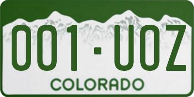 CO license plate 001UOZ