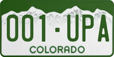CO license plate 001UPA