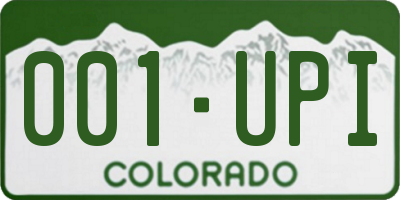 CO license plate 001UPI