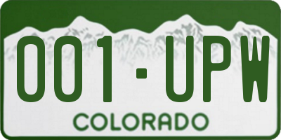 CO license plate 001UPW