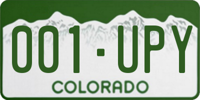 CO license plate 001UPY