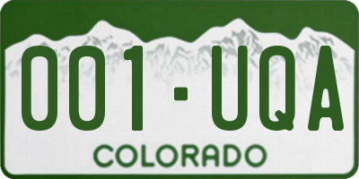 CO license plate 001UQA