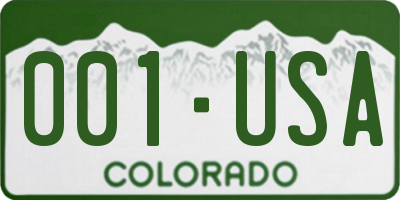 CO license plate 001USA