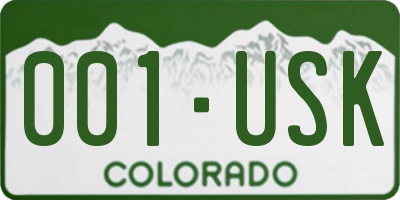 CO license plate 001USK