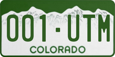 CO license plate 001UTM