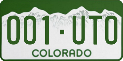CO license plate 001UTO