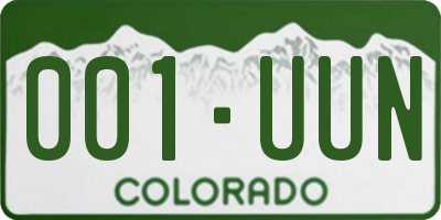 CO license plate 001UUN
