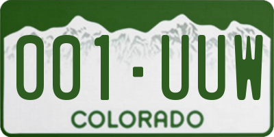 CO license plate 001UUW