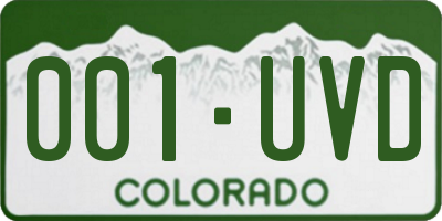 CO license plate 001UVD