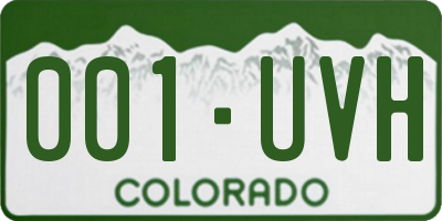 CO license plate 001UVH