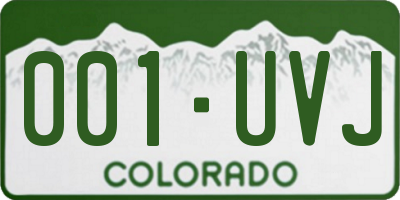CO license plate 001UVJ