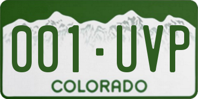 CO license plate 001UVP