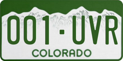 CO license plate 001UVR