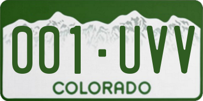 CO license plate 001UVV