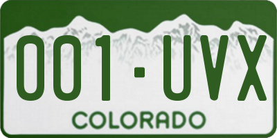CO license plate 001UVX