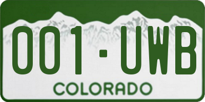 CO license plate 001UWB