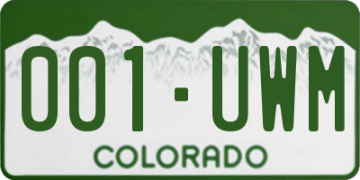 CO license plate 001UWM