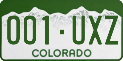 CO license plate 001UXZ