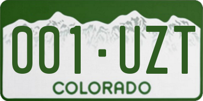 CO license plate 001UZT