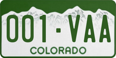 CO license plate 001VAA