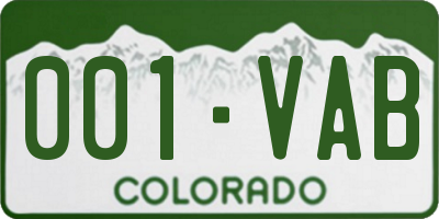 CO license plate 001VAB