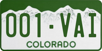 CO license plate 001VAI