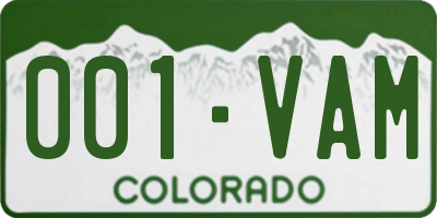 CO license plate 001VAM