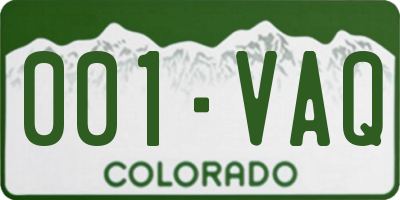 CO license plate 001VAQ