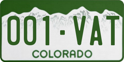 CO license plate 001VAT