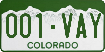 CO license plate 001VAY