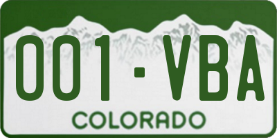 CO license plate 001VBA