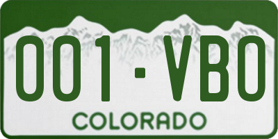 CO license plate 001VBO