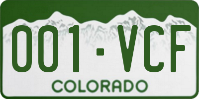 CO license plate 001VCF