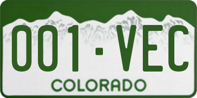 CO license plate 001VEC