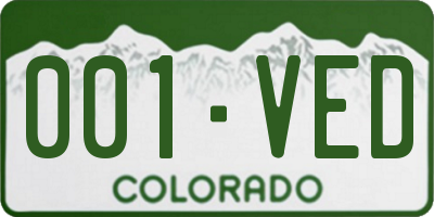 CO license plate 001VED