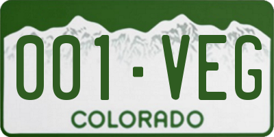 CO license plate 001VEG