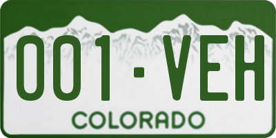 CO license plate 001VEH
