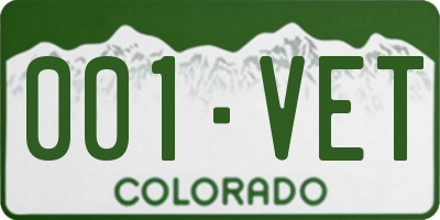 CO license plate 001VET