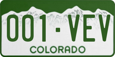CO license plate 001VEV