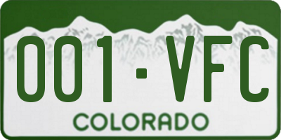 CO license plate 001VFC